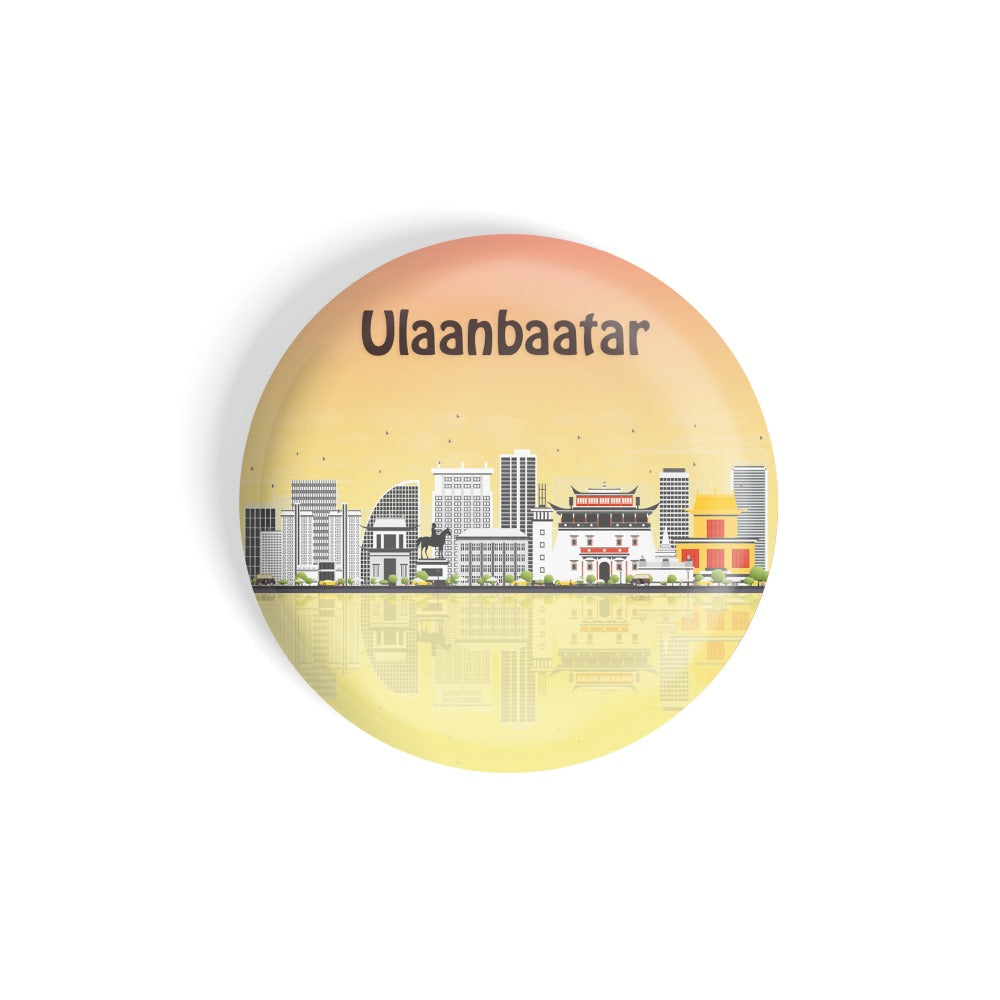 dhcrafts Round Fridge Magnet Multicolour Places Ulaanbaatar Capital Of Mongolia Glossy Finish Design Pack of 1 (58 mm)